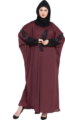 Nazneen Nida Matte Solid Abaya(Maroon, Black)