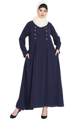 Nazneen Nida Matte Self Design Abaya(Blue)