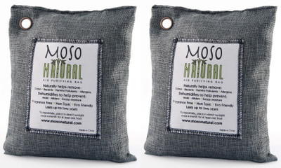 

Moso Natural Air Purifying Bag 200g Naturally Removes Odors, Allergens and Harmful Pollutants (Charcoal) - Pack of 2 Portable Room Air Purifier(Black)