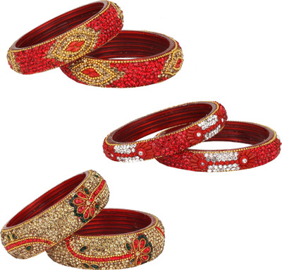 AFAST Glass Crystal Enamel Bangle Set(Pack of 6)