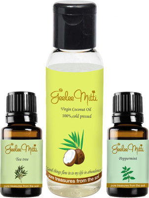 

Geeleemitti Coconut Carrier Oil + Peppermint & Tea-Tree Oil to be diluted for Hair, Skin and Face(120 ml)