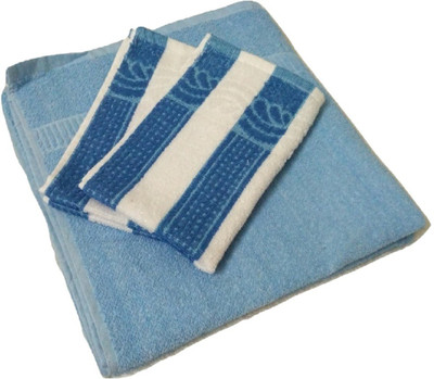 Cotton colors Cotton 400 GSM Bath, Hand Towel Set(Pack of 3)