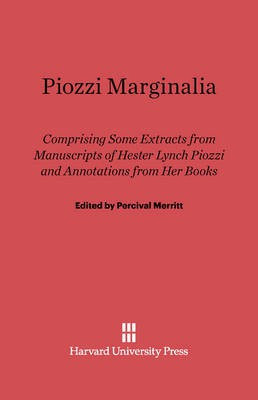 Piozzi Marginalia(English, Electronic book text, unknown)