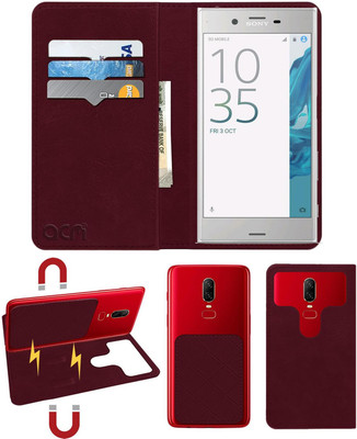 ACM Flip Cover for Sony Xperia Xz Dual(Maroon, Cases with Holder, Pack of: 1)