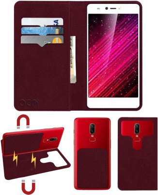 ACM Flip Cover for Yuho H1(Maroon, Cases with Holder, Pack of: 1)