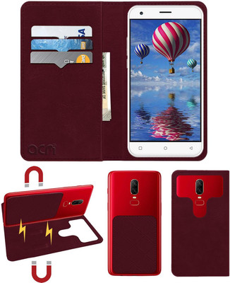 ACM Flip Cover for Ivoomi Me1 Plus(Maroon, Cases with Holder, Pack of: 1)