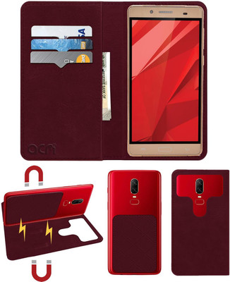 ACM Flip Cover for Iball Andi 5n Dude(Maroon, Cases with Holder, Pack of: 1)