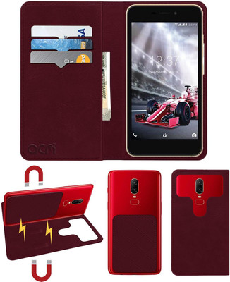 ACM Flip Cover for Intex Aqua Zenith(Maroon, Cases with Holder, Pack of: 1)