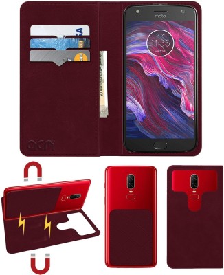 ACM Flip Cover for Motorola Moto X4(Maroon, Cases with Holder, Pack of: 1)