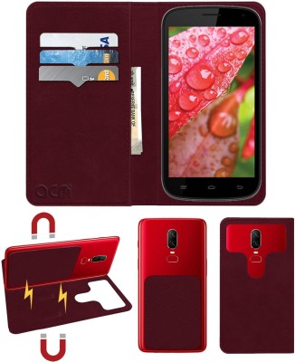 ACM Flip Cover for Intex Aqua I3(Maroon, Cases with Holder, Pack of: 1)