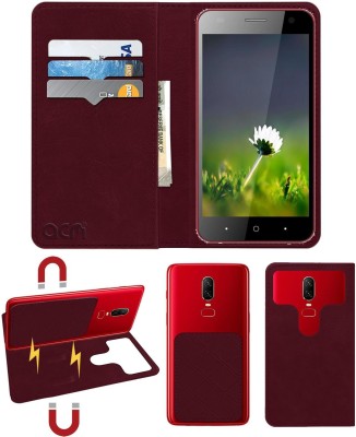 ACM Flip Cover for Swipe Konnect 5.1(Maroon, Cases with Holder, Pack of: 1)