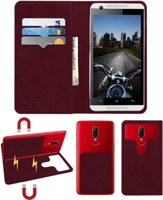 ACM Flip Cover for Celkon Millennia Me Q54(Maroon, Cases with Holder, Pack of: 1)