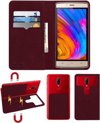 ACM Flip Cover for Intex Aqua Classic(Maroon, Cases with Holder, Pack of: 1)