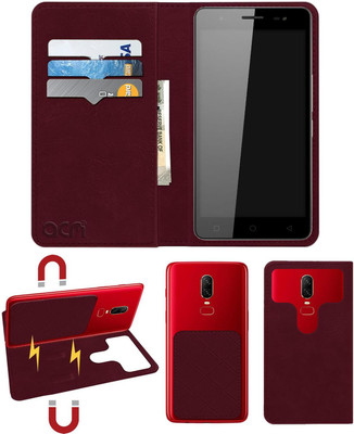 ACM Flip Cover for Micromax Canvas Amaze 4G Q491(Maroon, Cases with Holder, Pack of: 1)