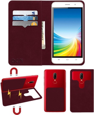 ACM Flip Cover for Intex Cloud 4g Smart(Maroon, Cases with Holder, Pack of: 1)