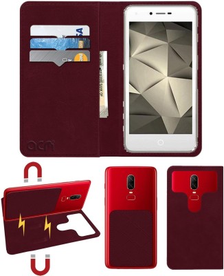 ACM Flip Cover for Karbonn Aura Sleek 4g(Maroon, Cases with Holder, Pack of: 1)