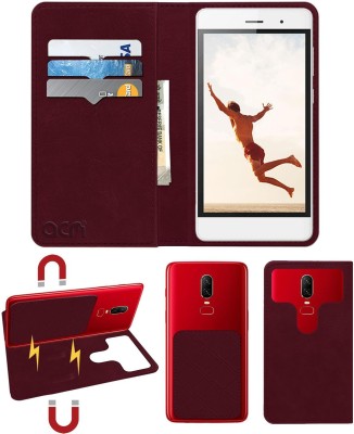 ACM Flip Cover for Micromax Canvas Spark 4g(Maroon, Cases with Holder, Pack of: 1)