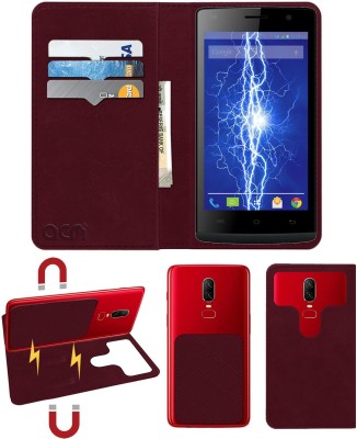 ACM Flip Cover for Lava Iris Fuel 25(Maroon, Cases with Holder, Pack of: 1)