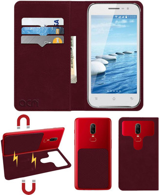 ACM Flip Cover for Spice Mi-505 Stellar Horizon Pro(Maroon, Cases with Holder, Pack of: 1)