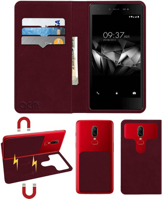 ACM Flip Cover for Micromax Canvas 5 E481(Maroon, Cases with Holder, Pack of: 1)
