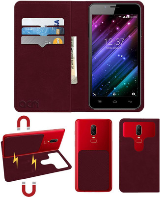 ACM Flip Cover for Intex Cloud Style 4g(Maroon, Cases with Holder, Pack of: 1)
