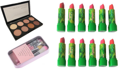 

Miss Boss 12 green tea lipstick , kb concealer and hk pink brush, pack of 3(Set of 3)