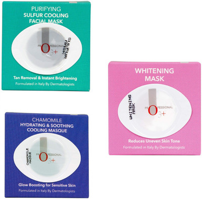 

O3+ 3 in 1 Mask Combo Kit - Whitening Mask, Purifying Sulfur Cooling Facial Mask and Chamomile Hydrating and Soothing Cooling Masque (3 x 5g)(Set of 3)
