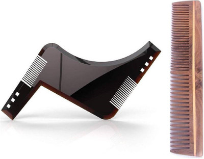 

Osking Beard Comb Shaper And Neem Wood Comb Combo set For Men And Women ,Stylaing Beard Comb And Neem Wood Comb Set Of 2(Set of 2)