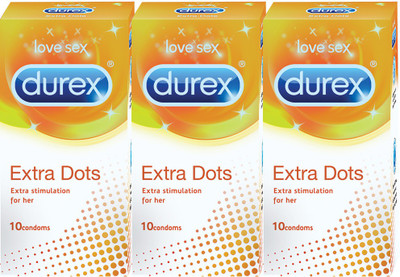 Durex Extra Dots Condom(Set of 3, 30S)