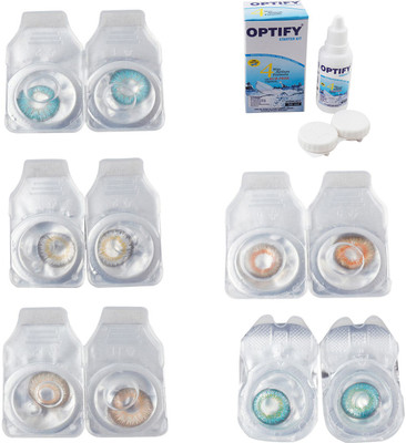 

Optify Combo Pack Monthly Color Contact Lens With Solution Monthly Contact Lens(0, Aqua-Natural Grey-Hazel-Honey-Green Turquoise, Pack of 5)