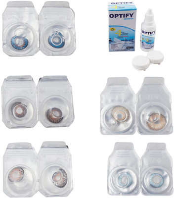 

Optify Combo Pack Monthly Color Contact Lens With Solution Monthly Contact Lens(0, Blue-Brown-Grey-Hazel-Sea Blue, Pack of 5)