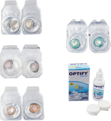 

Optify Combo Pack Monthly Color Contact Lens With Solution Monthly Contact Lens(0, Natural Grey-Grey-Honey-Green Turquoise, Pack of 4)