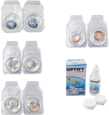 

Optify Combo Pack Monthly Color Contact Lens With Solution Monthly Contact Lens(0, Blue-Natural Grey-Hazel-Honey, Pack of 4)