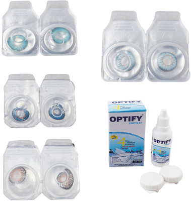 

Optify Combo Pack Monthly Color Contact Lens With Solution Monthly Contact Lens(0, Aqua-Blue-Grey-Sea Blue, Pack of 4)