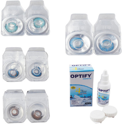 

Optify Combo Pack Monthly Color Contact Lens With Solution Monthly Contact Lens(0, Aqua-Blue-Brown-Blue Topaz, Pack of 4)