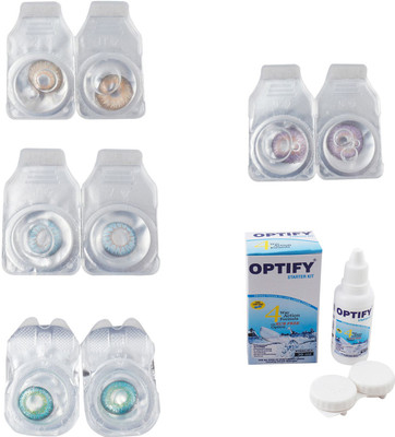 

Optify Combo Pack Monthly Color Contact Lens With Solution Monthly Contact Lens(0, Gold-Sea Blue-Green Turquoise-Violet, Pack of 4)