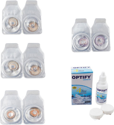 

Optify Combo Pack Monthly Color Contact Lens With Solution Monthly Contact Lens(0, Gold-Hazel-Honey-Violet, Pack of 4)