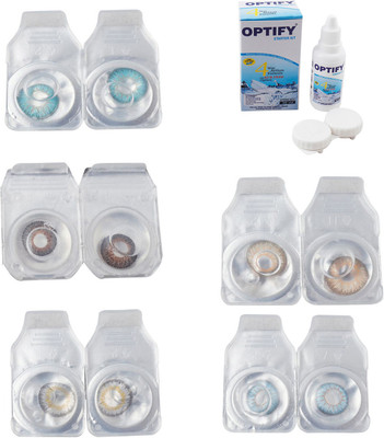 

Optify Combo Pack Monthly Color Contact Lens With Solution Monthly Contact Lens(0, Aqua-Brown-Natural Grey-Hazel-Sea Blue, Pack of 5)