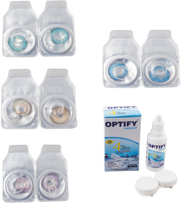 

Optify Combo Pack Monthly Color Contact Lens With Solution Monthly Contact Lens(0, Aqua-Hazel-Violet-Blue Topaz, Pack of 4)