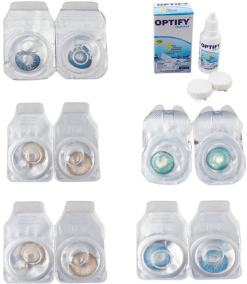 

Optify Combo Pack Monthly Color Contact Lens With Solution Monthly Contact Lens(0, Blue-Gold-Hazel-Green Turquoise-Blue Topaz, Pack of 5)