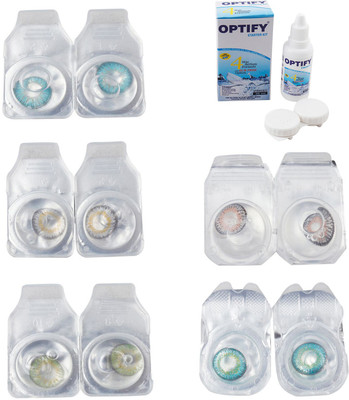 

Optify Combo Pack Monthly Color Contact Lens With Solution Monthly Contact Lens(0, Aqua-Natural Grey-Green-Grey-Green Turquoise, Pack of 5)