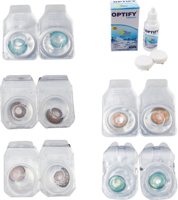 

Optify Combo Pack Monthly Color Contact Lens With Solution Monthly Contact Lens(0, Aqua-Brown-Grey-Honey-Green Turquoise, Pack of 5)