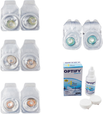 

Optify Combo Pack Monthly Color Contact Lens With Solution Monthly Contact Lens(0, Green-Hazel-Honey-Green Turquoise, Pack of 4)