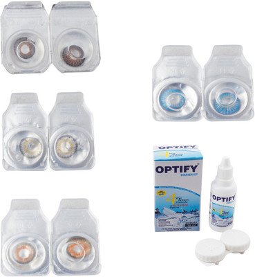 

Optify Combo Pack Monthly Color Contact Lens With Solution Monthly Contact Lens(0, Brown-Natural Grey-Honey-Blue Topaz, Pack of 4)