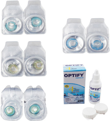 

Optify Combo Pack Monthly Color Contact Lens With Solution Monthly Contact Lens(0, Aqua-Green-Green Turquoise-Blue Topaz, Pack of 4)