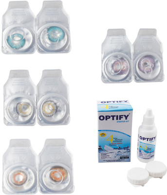 

Optify Combo Pack Monthly Color Contact Lens With Solution Monthly Contact Lens(0, Aqua-Natural Grey-Honey-Violet, Pack of 4)