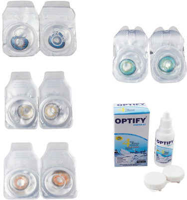 

Optify Combo Pack Monthly Color Contact Lens With Solution Monthly Contact Lens(0, Blue-Natural Grey-Honey-Green Turquoise, Pack of 4)