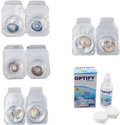 

Optify Combo Pack Monthly Color Contact Lens With Solution Monthly Contact Lens(0, Blue-Brown-Natural Grey-Hazel, Pack of 4)
