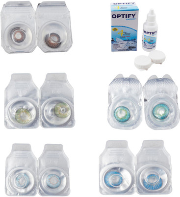 

Optify Combo Pack Monthly Color Contact Lens With Solution Monthly Contact Lens(0, Brown-Green-Sea Blue-Green Turquoise-Blue Topaz, Pack of 5)