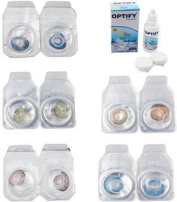 

Optify Combo Pack Monthly Color Contact Lens With Solution Monthly Contact Lens(0, Blue-Green-Grey-Honey-Blue Topaz, Pack of 5)